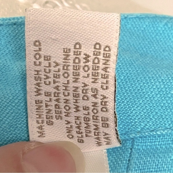 Chico’s 100% linen aqua 3/4 sleeve open front jacket, size 1 (medium). - Picture 8 of 8